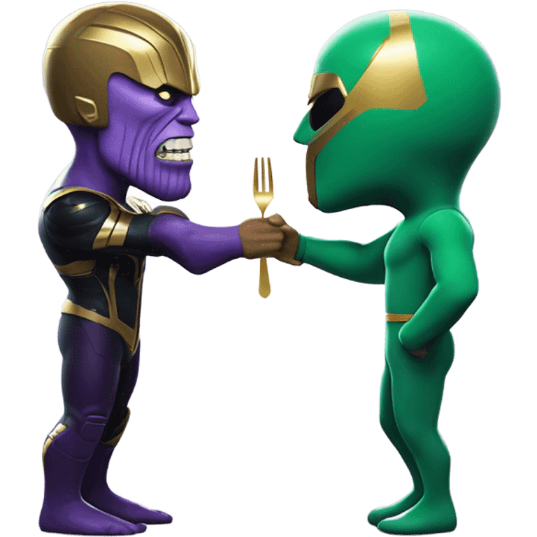 thanos in squid game kisses with a fork emoji