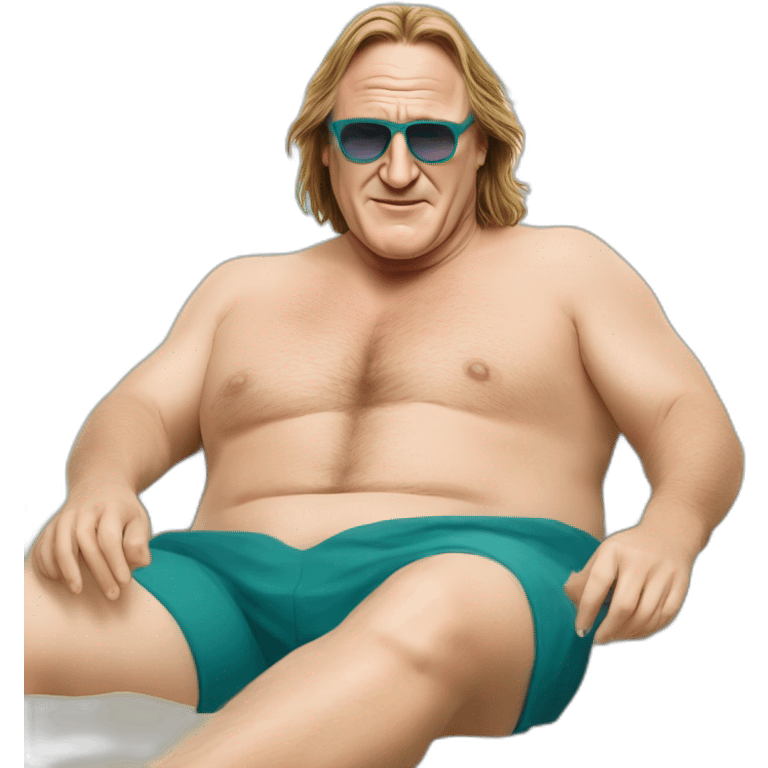 Gérard Depardieu swiming to thé beach emoji