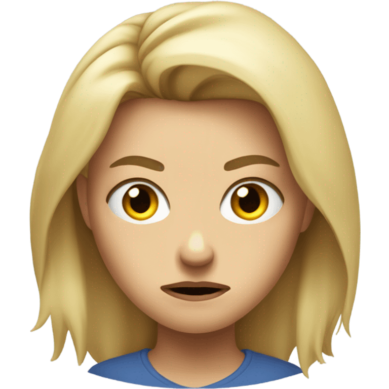 Angry blonde girl portrait  emoji