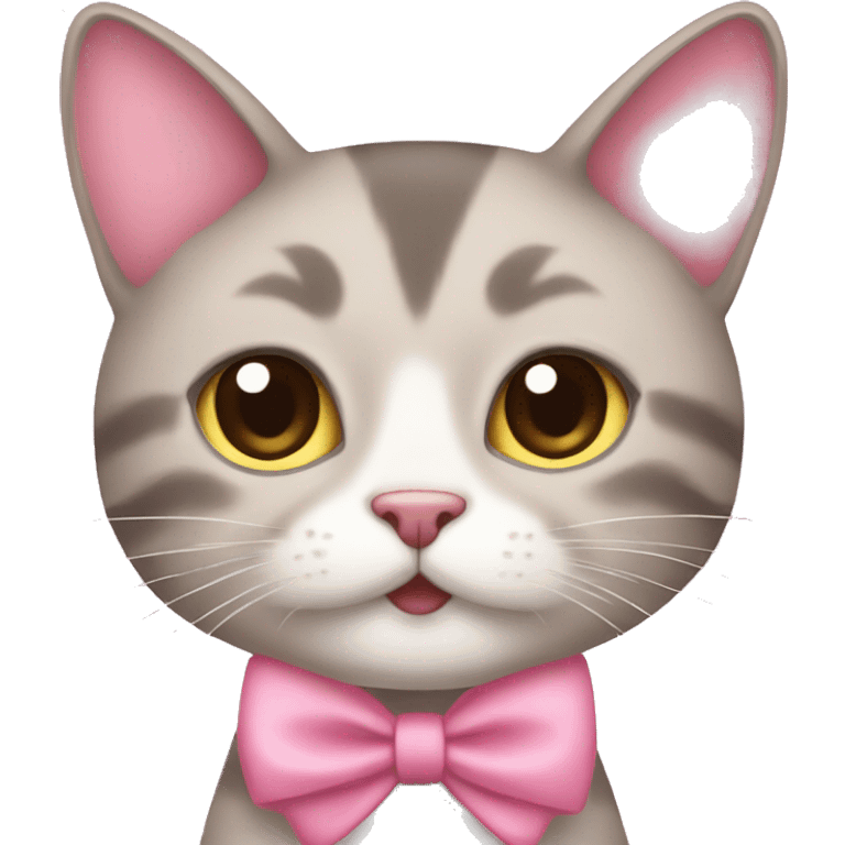 pretty pink bow on cat carttoon style emoji