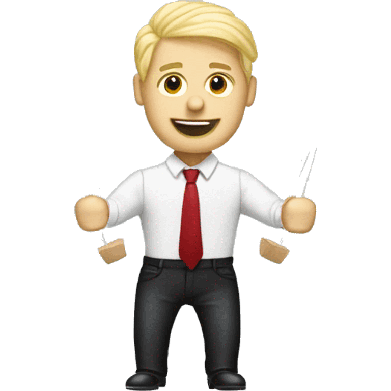 Blonde business man marionette show strings emoji