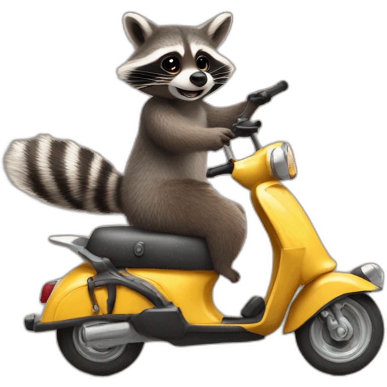 raccoon giving a ride to bunny both on a scooter emoji