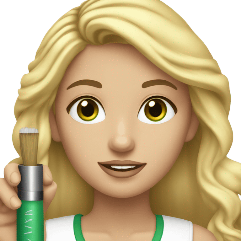 Girl with long blond hair and green eyes makeup artist  emoji