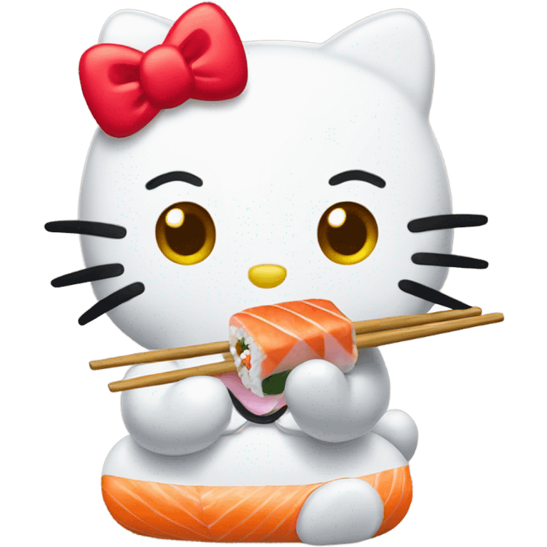 Hello kitty eating sushi emoji