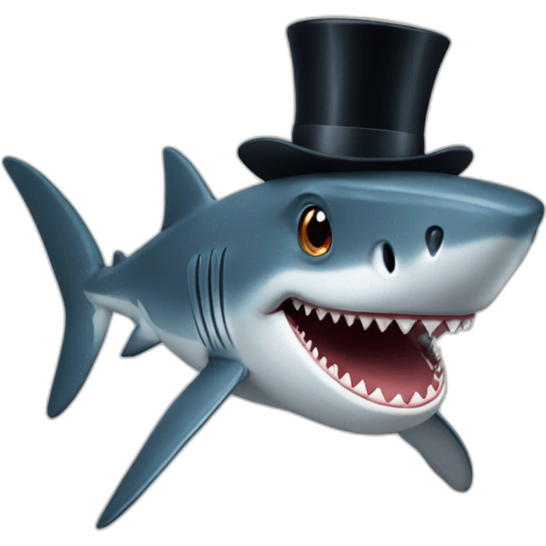 Shark with a top hat emoji