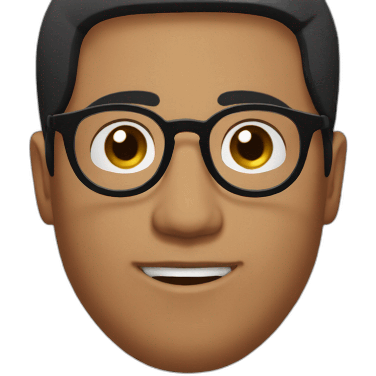 indian guy with round glasses with fair skin with straight hair with round fully circular glasses black eyes black hair emoji