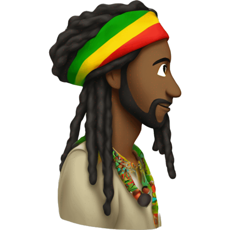 Rasta man in profile with peace hand emoji