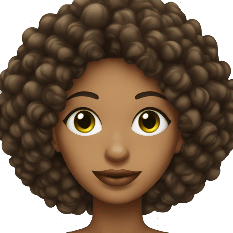 mujer afro cabello cafe ojos verdes emoji