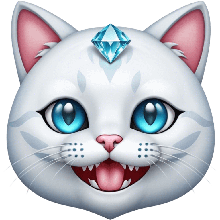 Cat with diamond eyes and teeth emoji