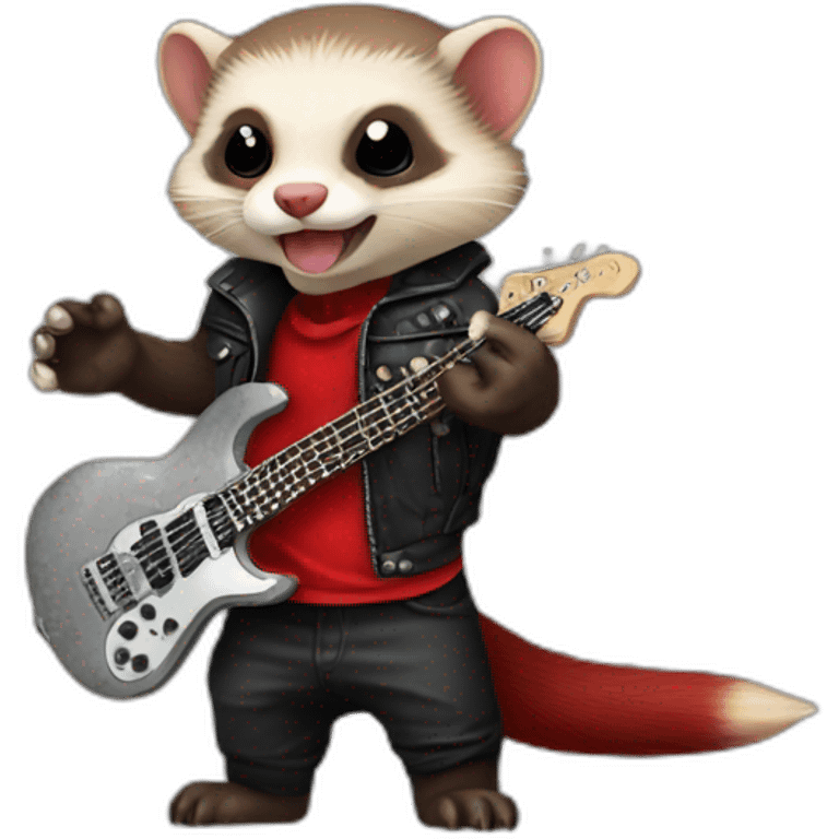 Red ferret wearing heavy metal clothing emoji