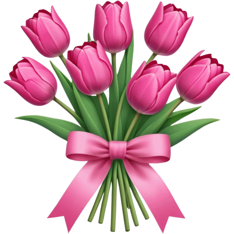 pink tulip bouquet with a bow emoji