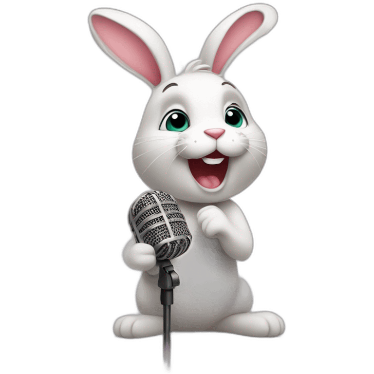 kind bunny singing at the mic emoji