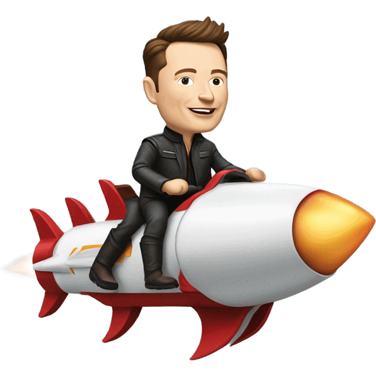 Elon musk riding a skin rocket emoji