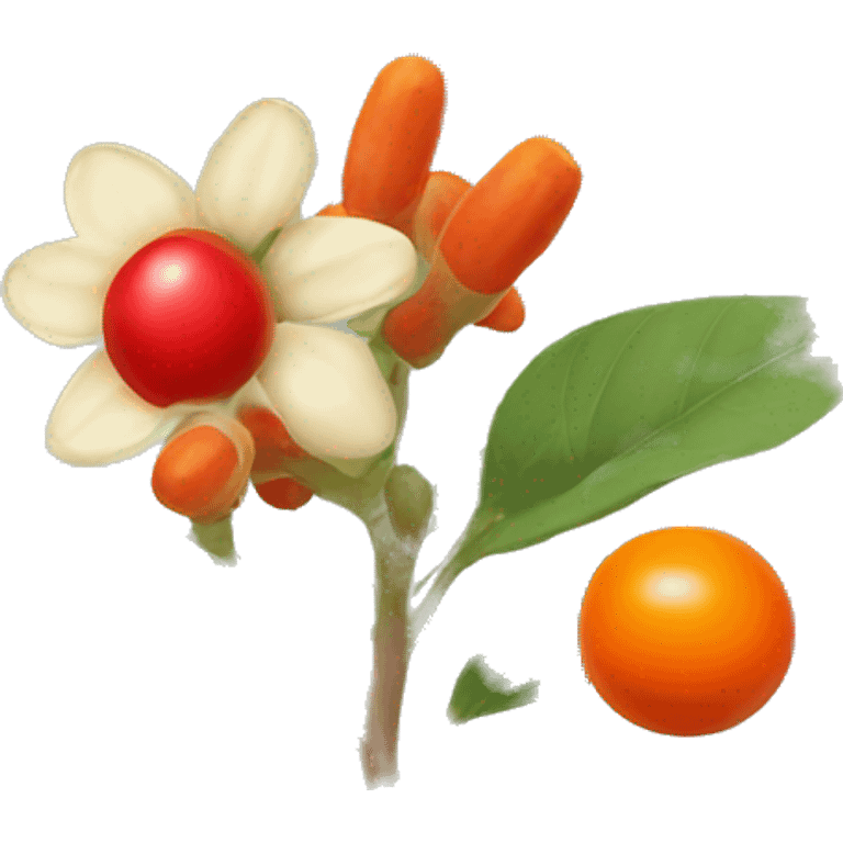 ashwagandha flowers with one orange-red berrie emoji