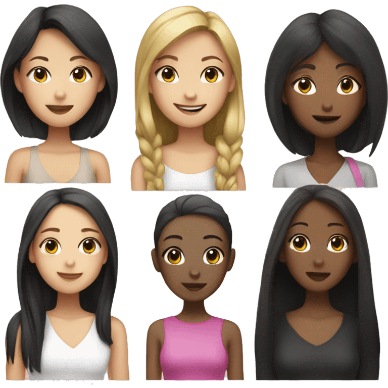 Asian girl with black girl friends emoji