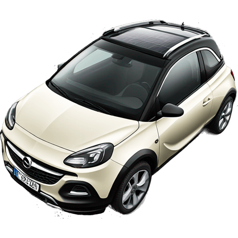 opel adam rocks in off white with sliding sun roof, only front view from the bottom emoji