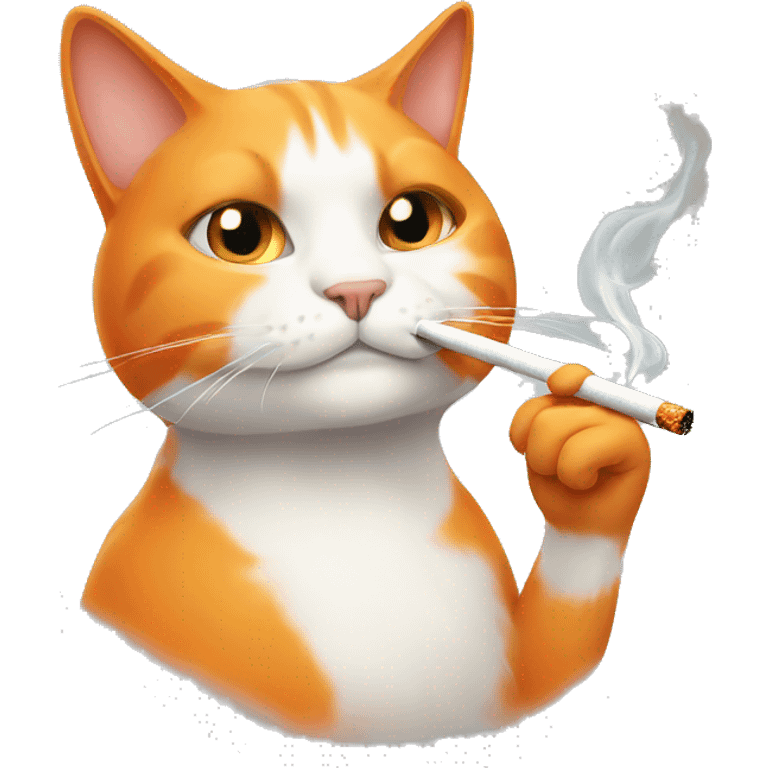 orange white cat smoking a cigarette  emoji