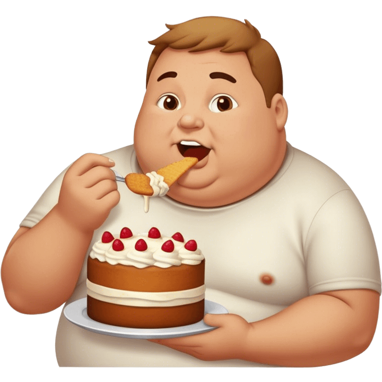 Fat man eating cake emoji