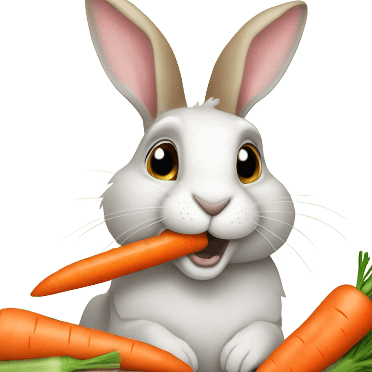 Rabbit eating carrots emoji