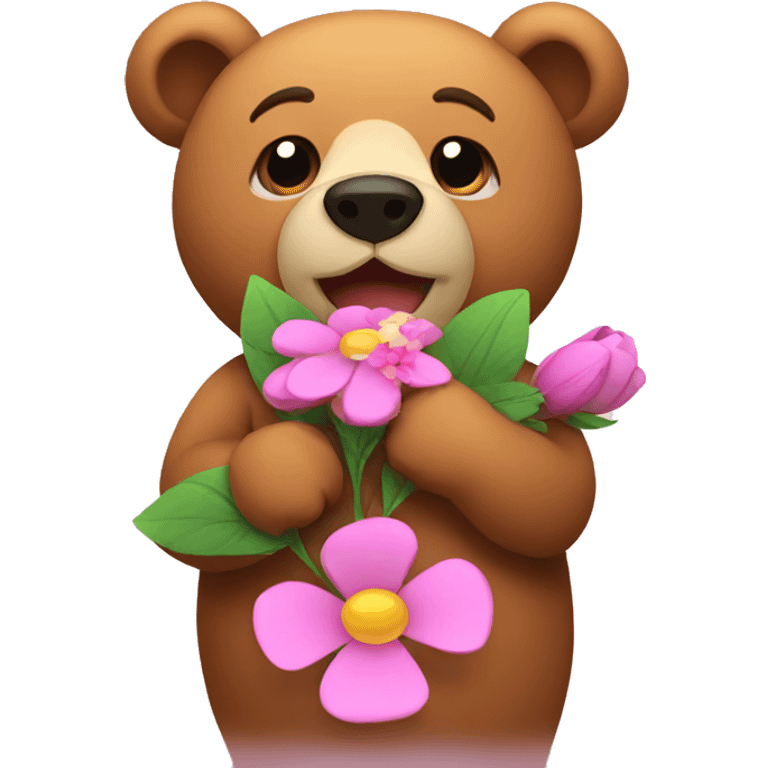 Bear with flower emoji