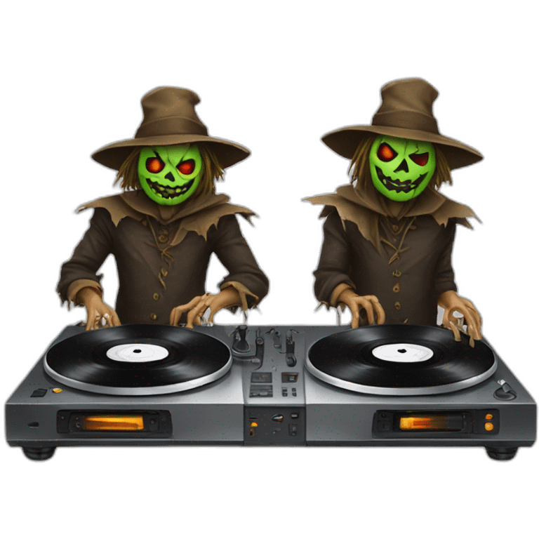 evil scarecrow on double turntables emoji