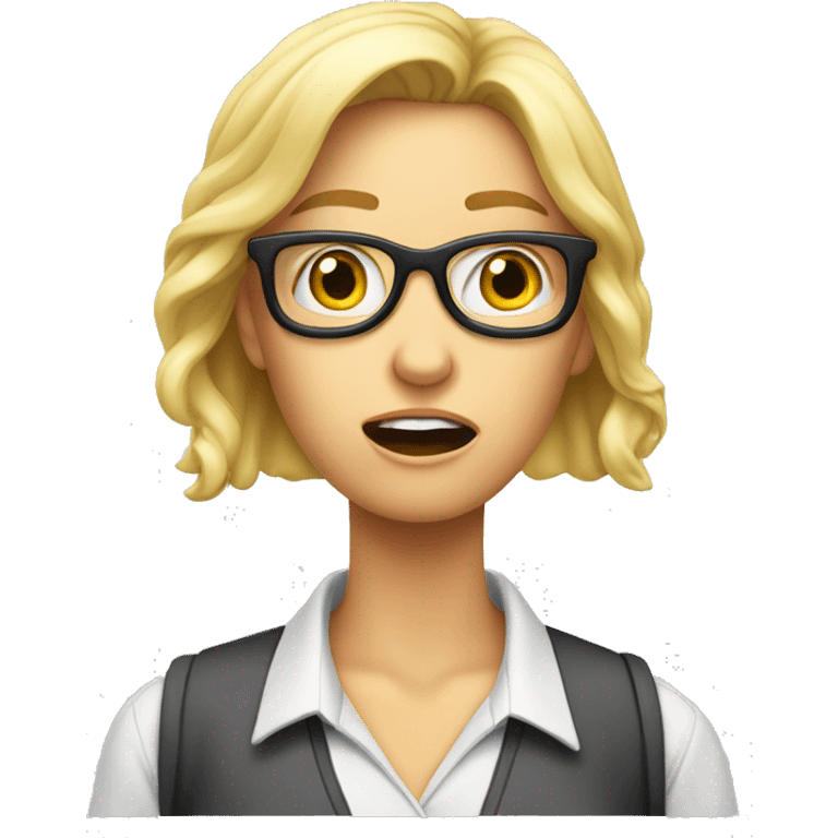 nerd worker female blond shocked open mouth emoji