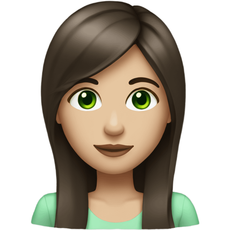 straight hair brunette girl with green eyes  emoji