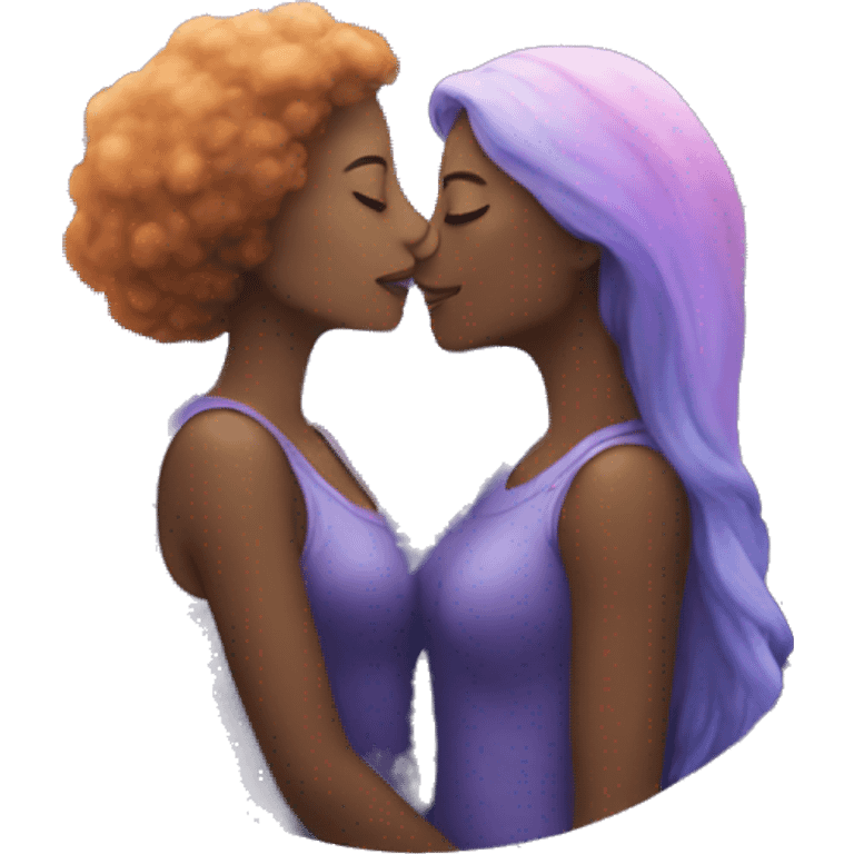 Galaxies between two woman kissing emoji