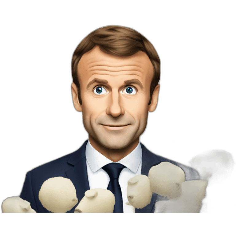 Emmanuel Macron chevauchant une chèvre emoji