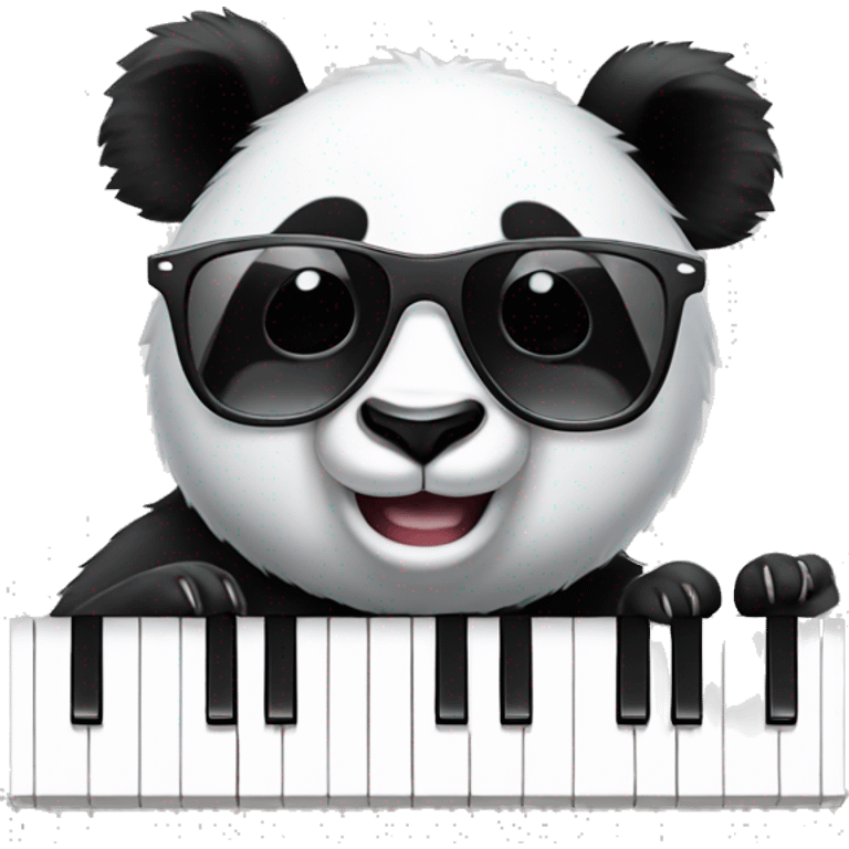 Panda playing keyboard with sunglasses on emoji