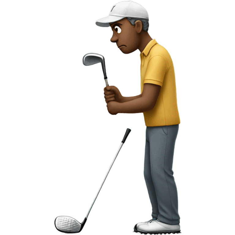 Sad guy holding golf clubs emoji