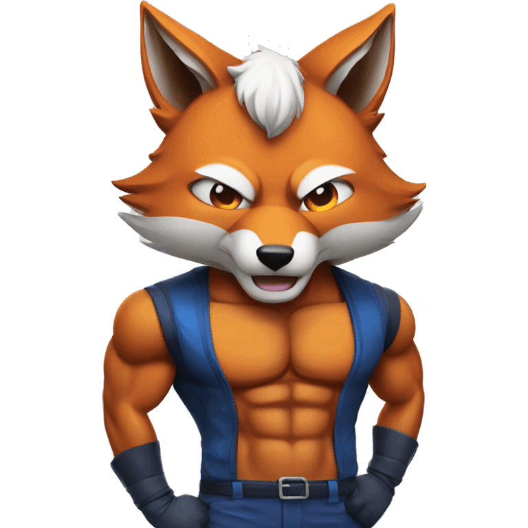 fox mascot with jacked abs emoji