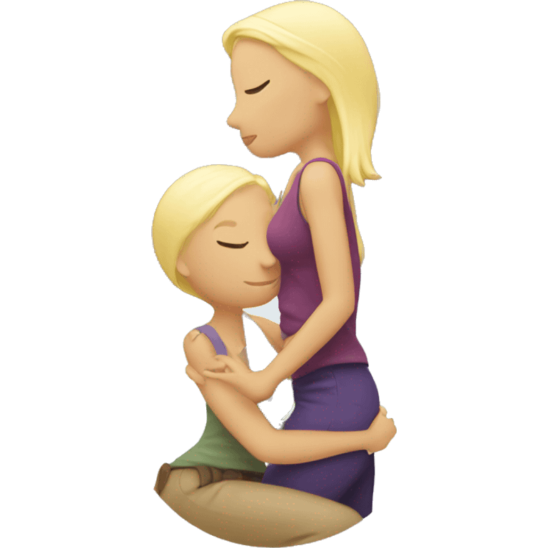 lesbians kissing. One is older and blond emoji