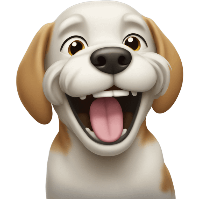 Dog laughing his tail off emoji