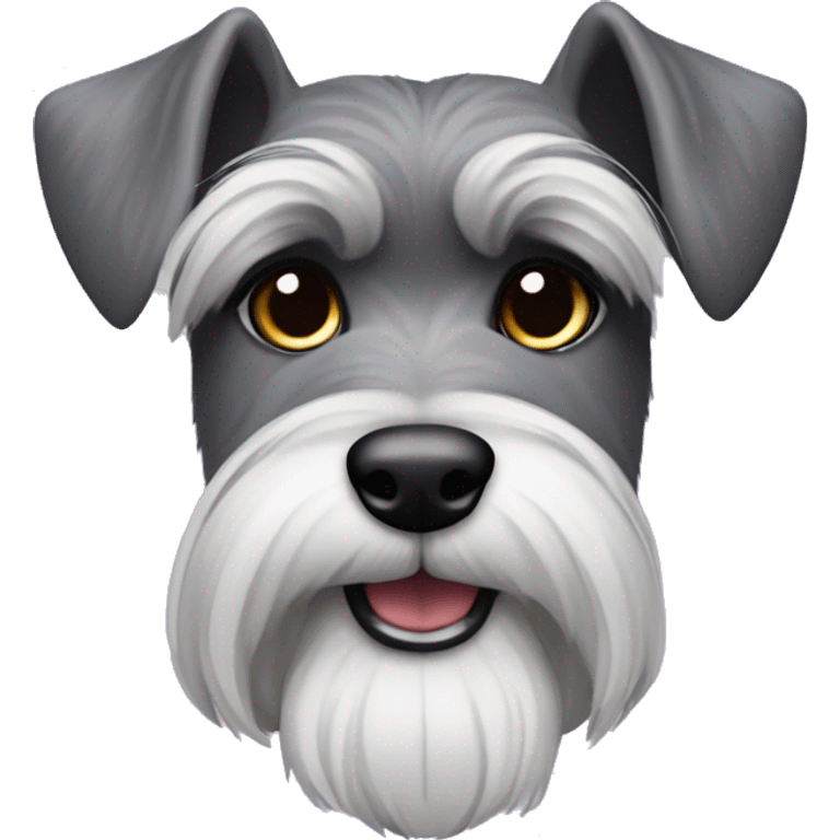 Schnauzer with one ear up one ear down with purple Mohawk  emoji