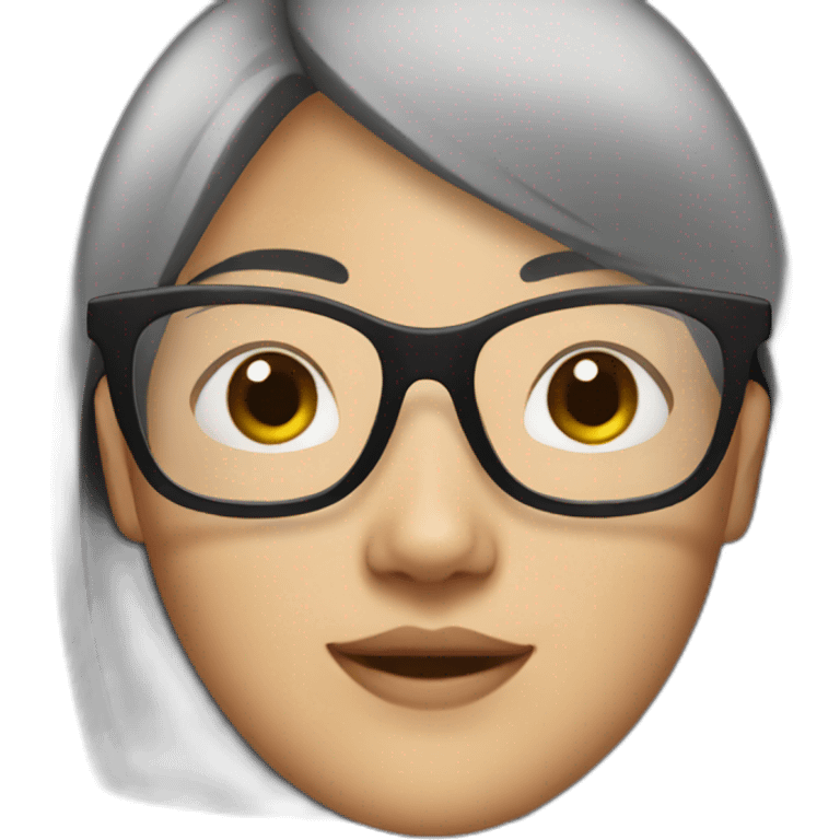 26 year old asian woman with short dark hair and brown rectangle glasses emoji