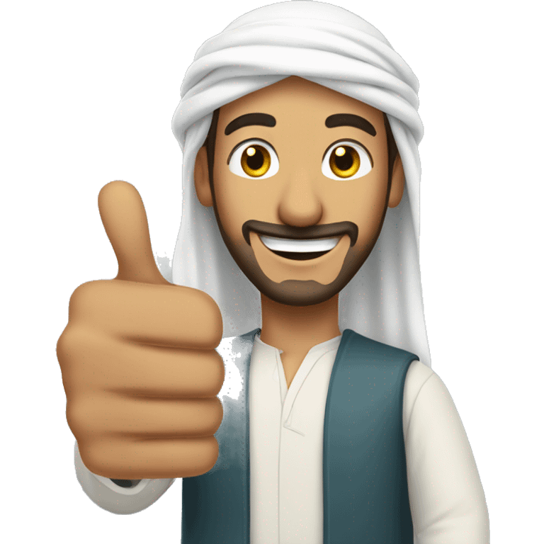 Smiling Arabic man showing thumbs up  emoji