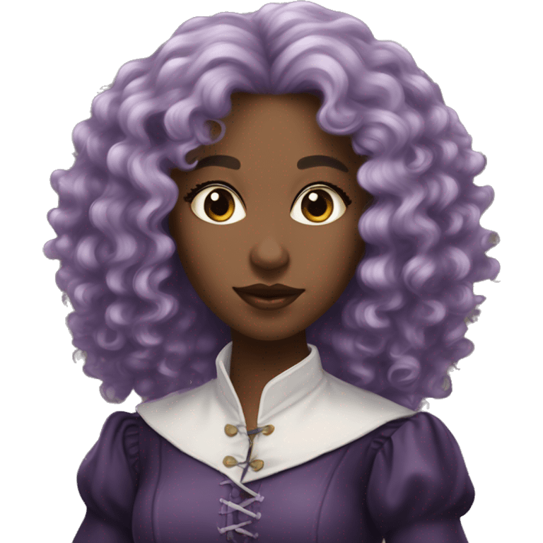 Three musketeers dark black women lilac curly hair emoji