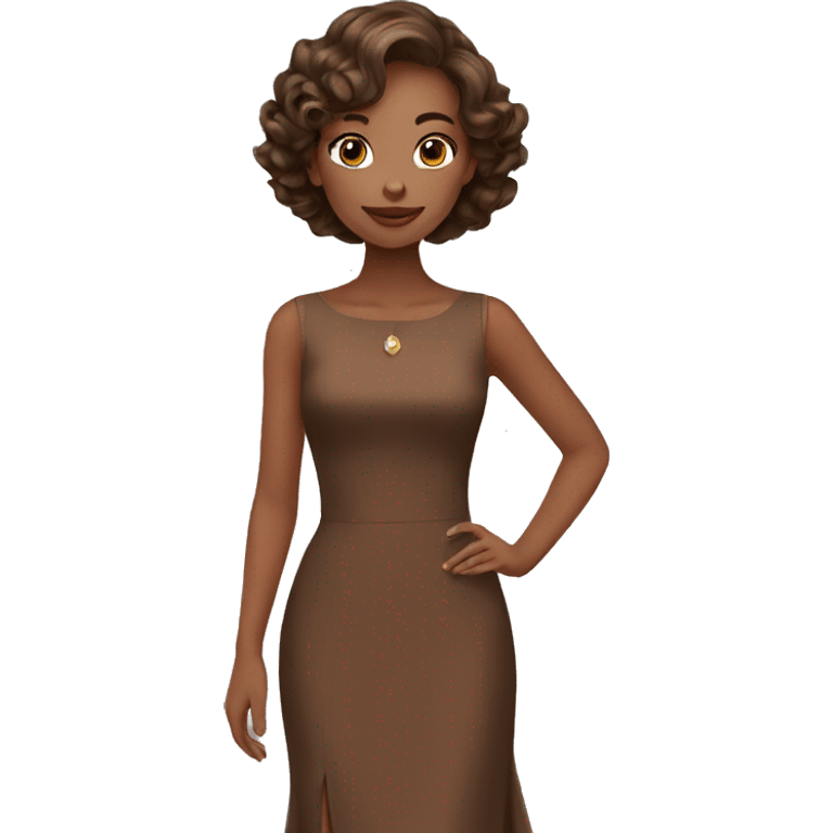 elegant girl in brown dress emoji