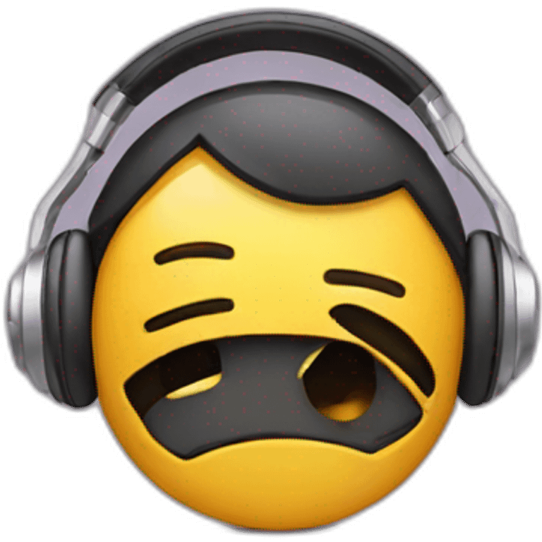 Sad emoji with headphones  emoji