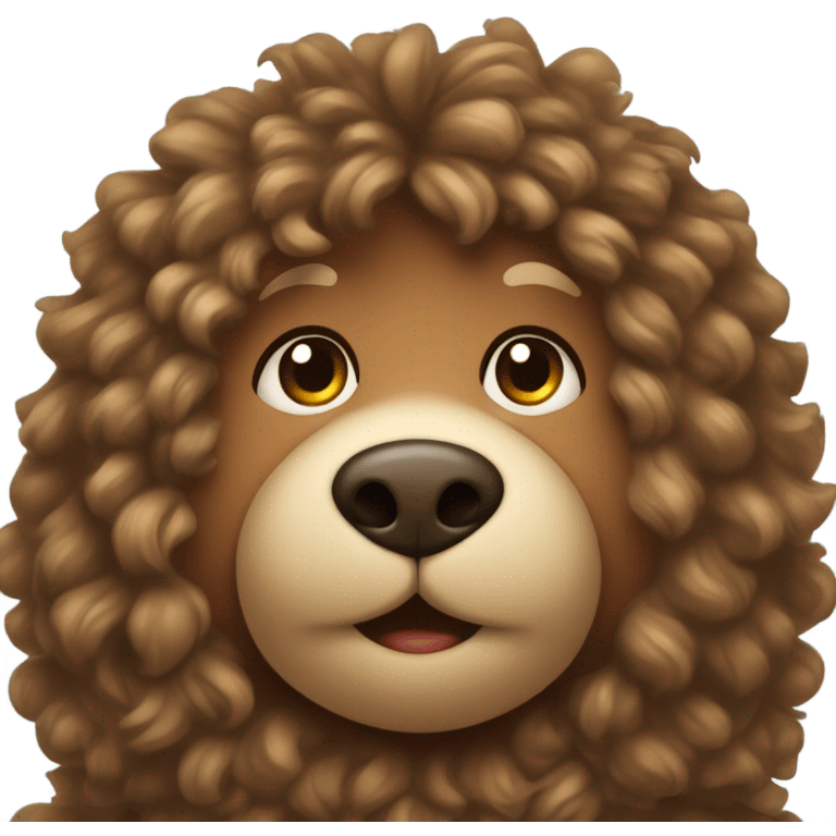 teddy bear with long curly hair with a middle part emoji