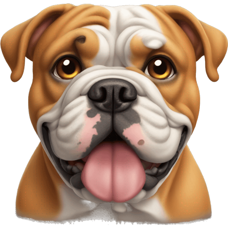 Orange English bulldog with aged face emoji