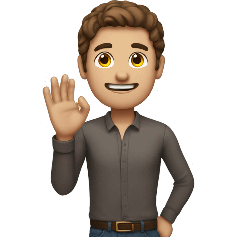 A brown haired man with a hand thats about to pat his head  emoji