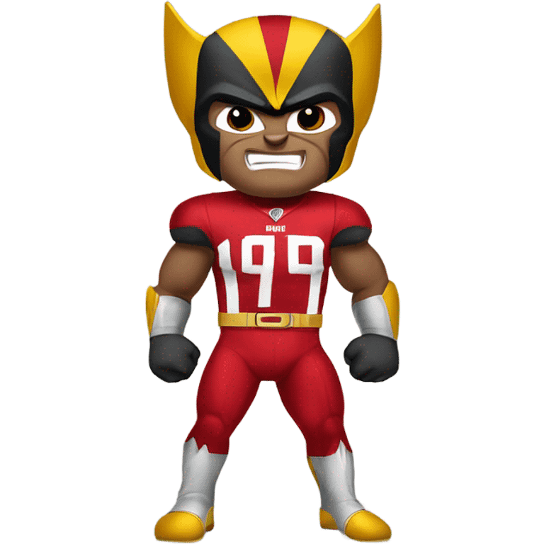 Wolverine in costume with 49ers colors emoji