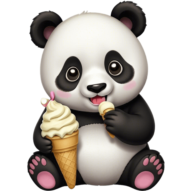 Panda eating ice cream emoji