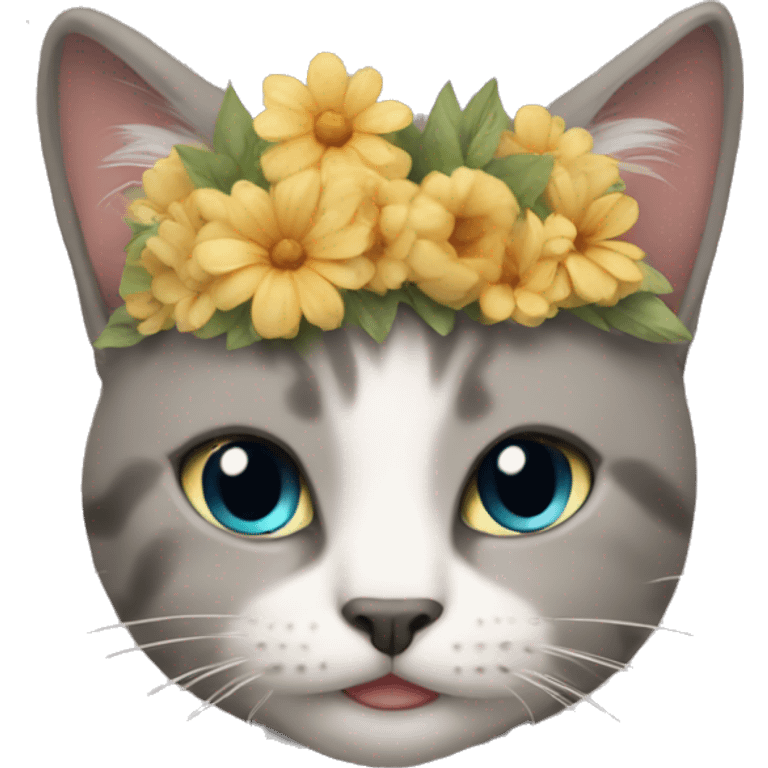 Cat wearing a flower crown emoji