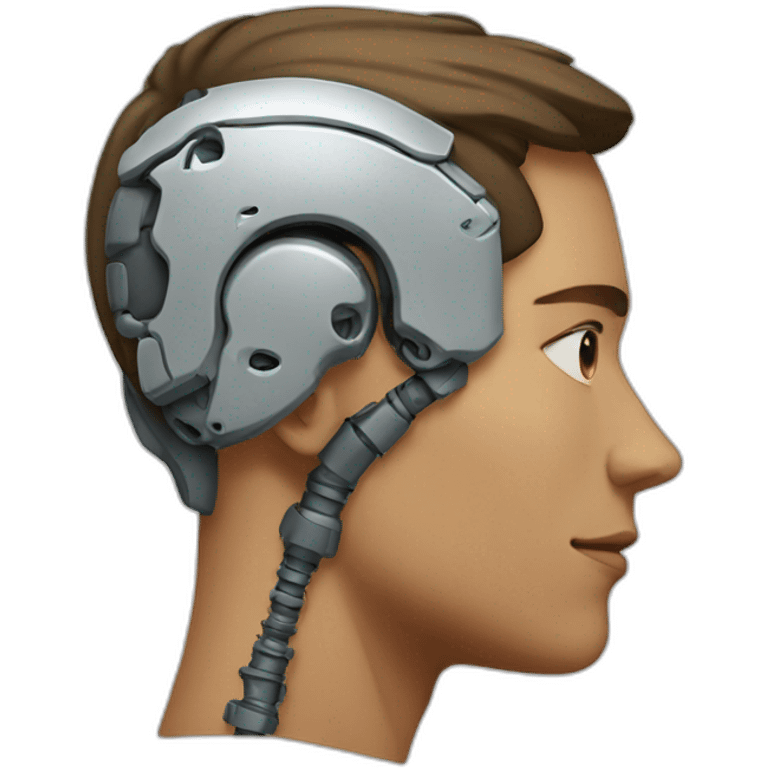 Side profile of a cyborg with an ear implant emoji