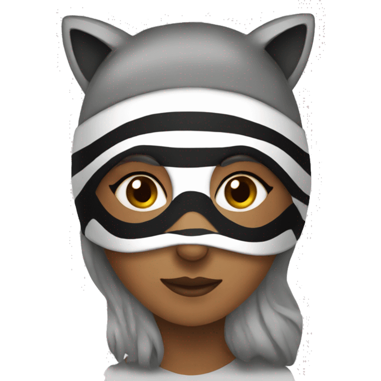 Woman wearing raccoon mask  emoji