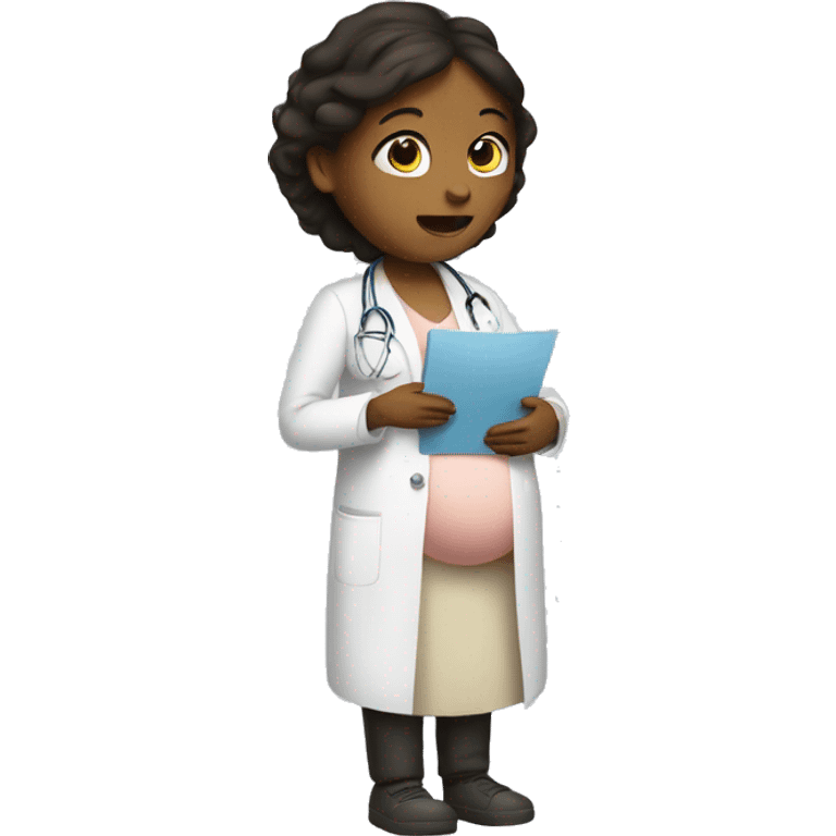 pregnant girl talking with doctor emoji