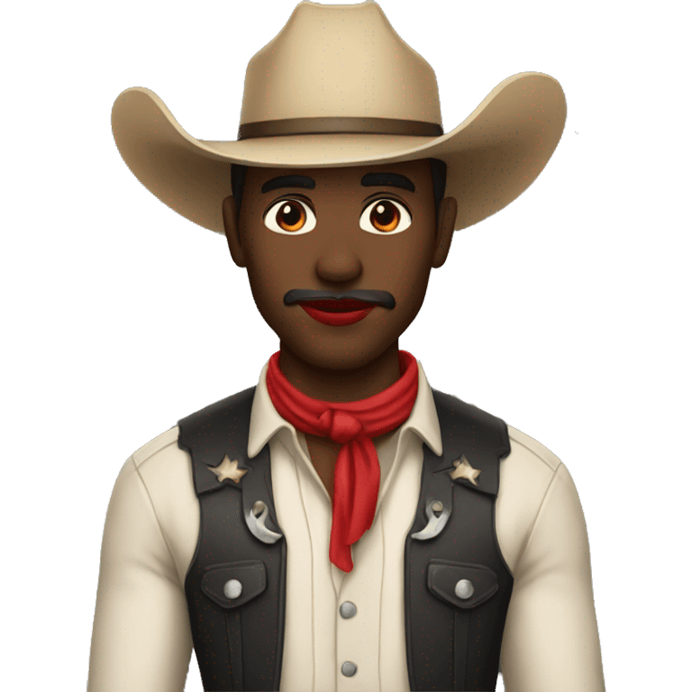 Cowboy with red lip marks emoji